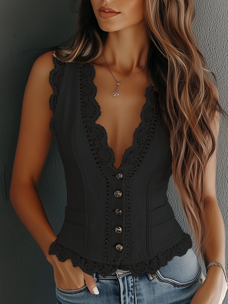 Inéalondon™ | Leather Lace Vest