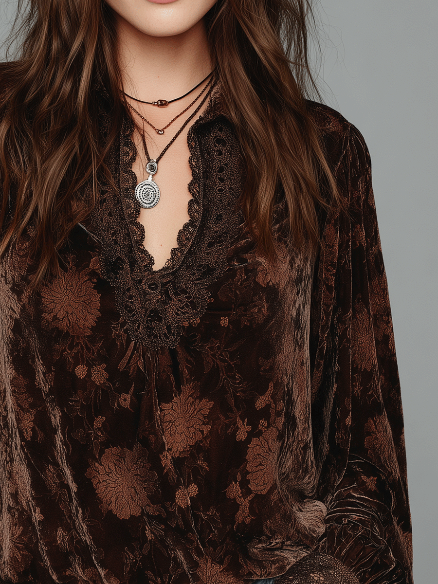 Inéalondon™ | Lace-Trim Blouse