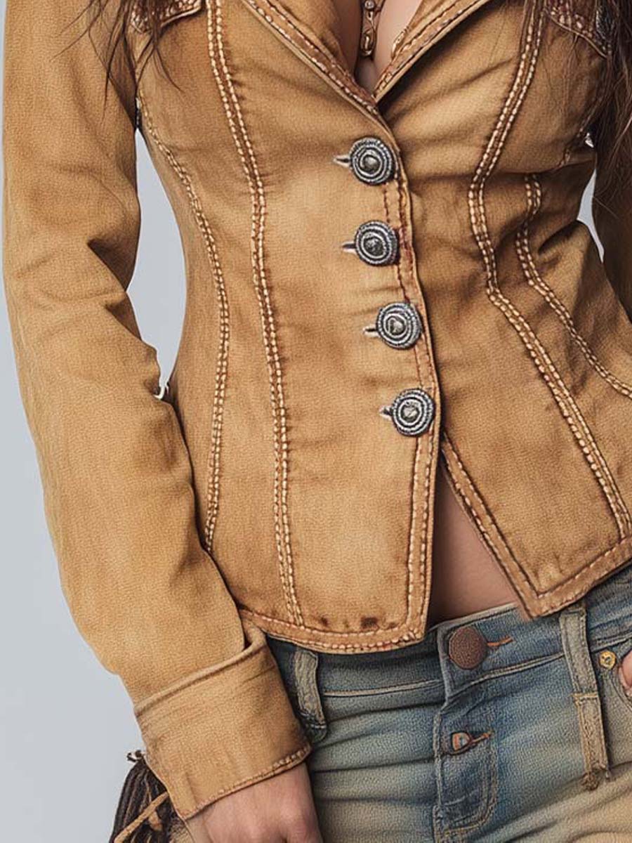 Inéalondon™ | Washed Khaki Denim Jacket