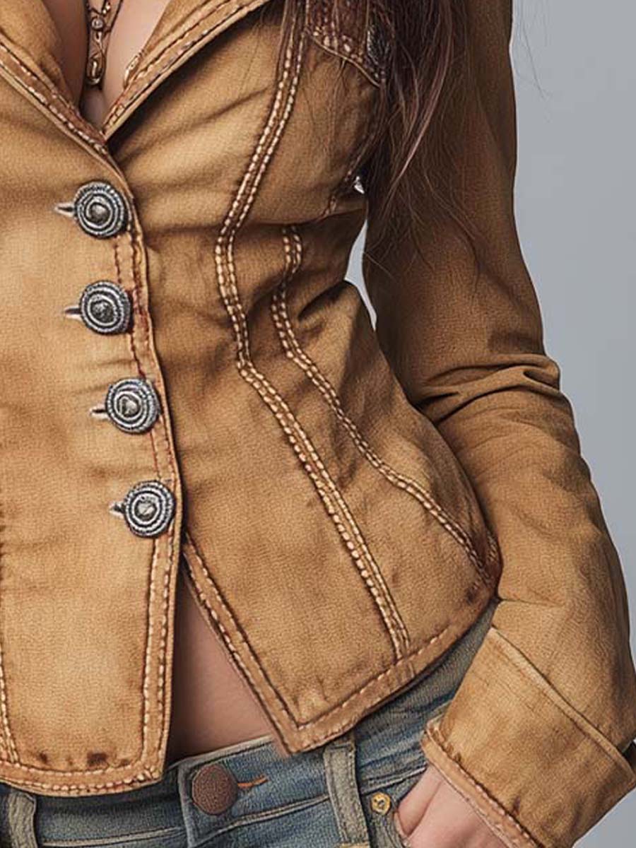 Inéalondon™ | Washed Khaki Denim Jacket