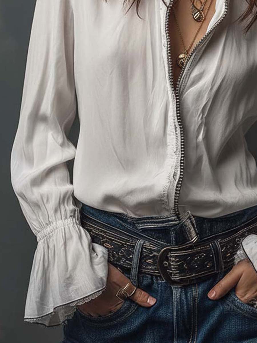 Inéalondon™ | Blouse With Flounce Cuffs