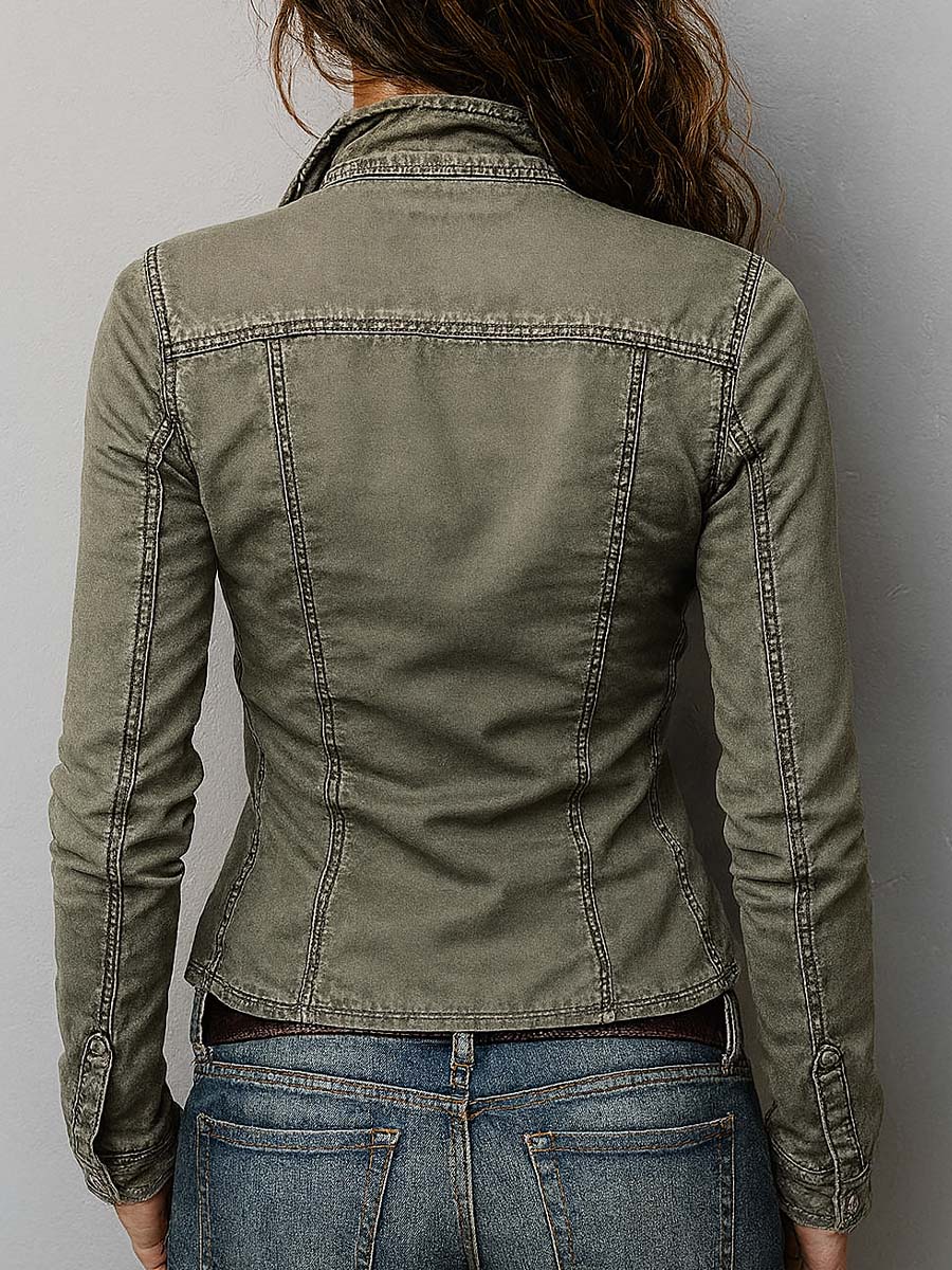 Inéalondon™ | Washed Green Zip-Up Top