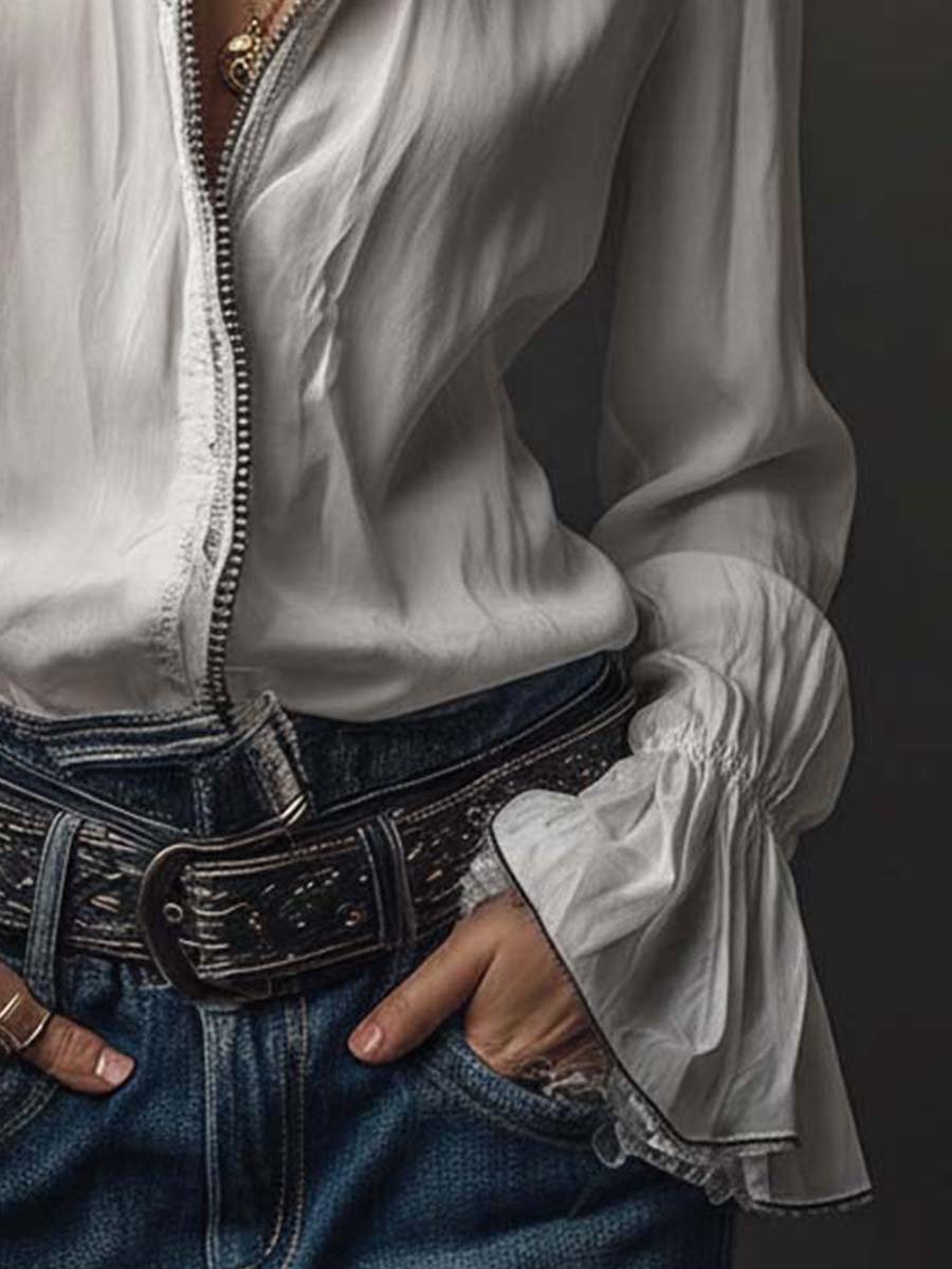 Inéalondon™ | Blouse With Flounce Cuffs