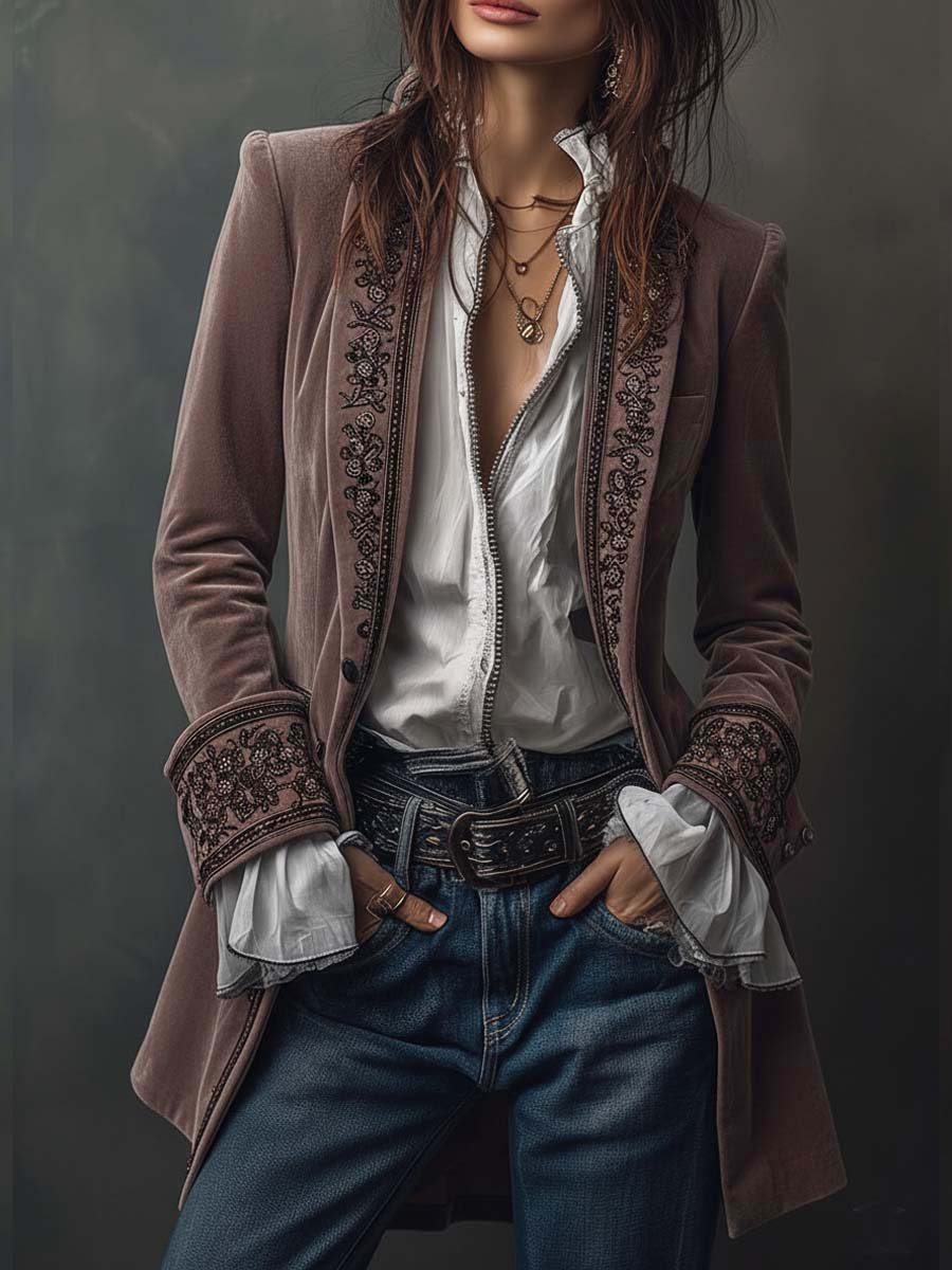 Inéalondon™ | Embroidered Long Jacket
