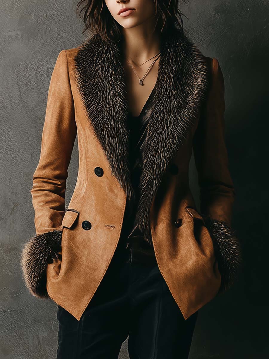 Inéalondon™ | Jacket With Faux Fur Collar & Cuffs