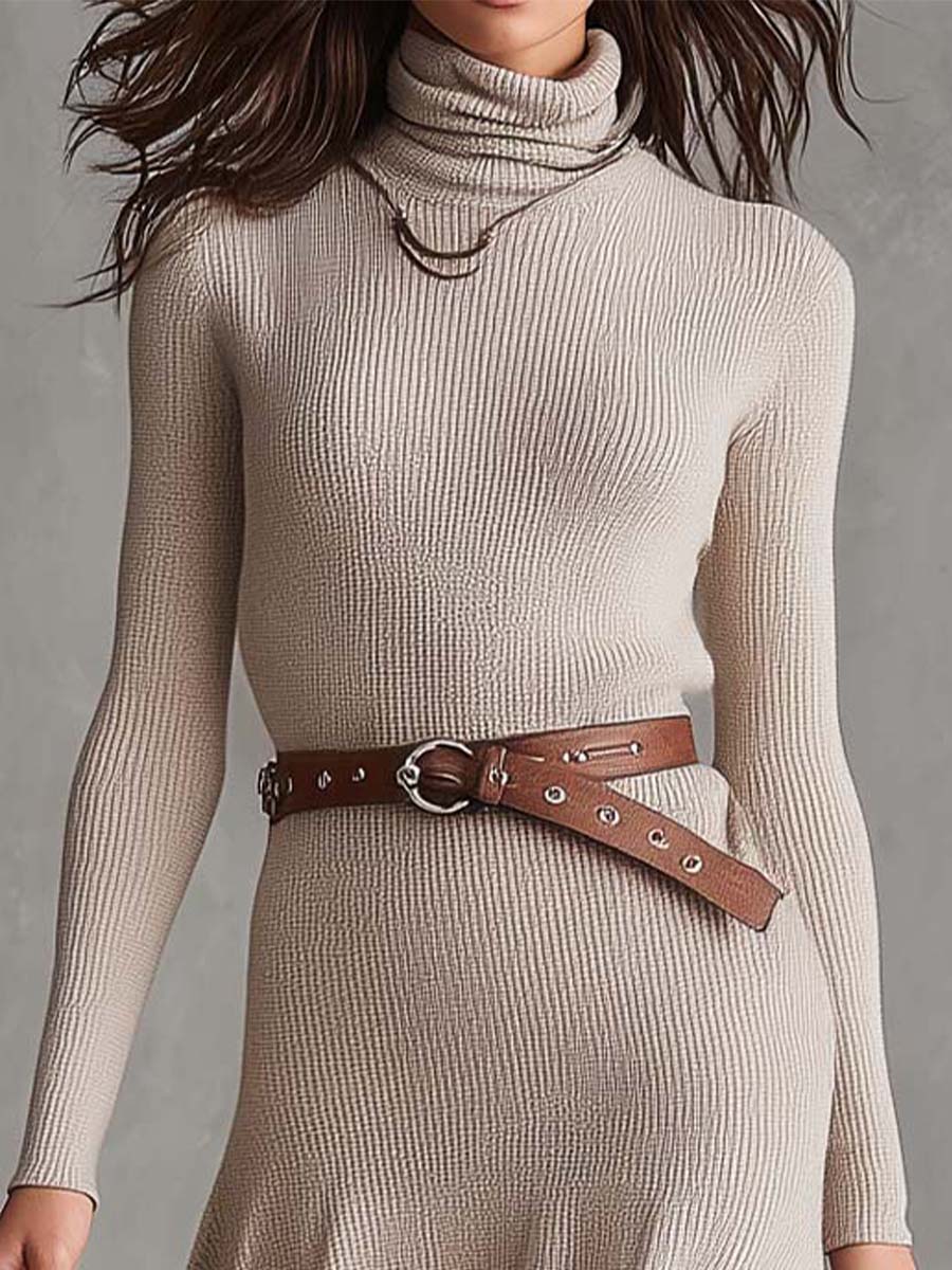Inéalondon™ | Knit Midi Dress With Belt