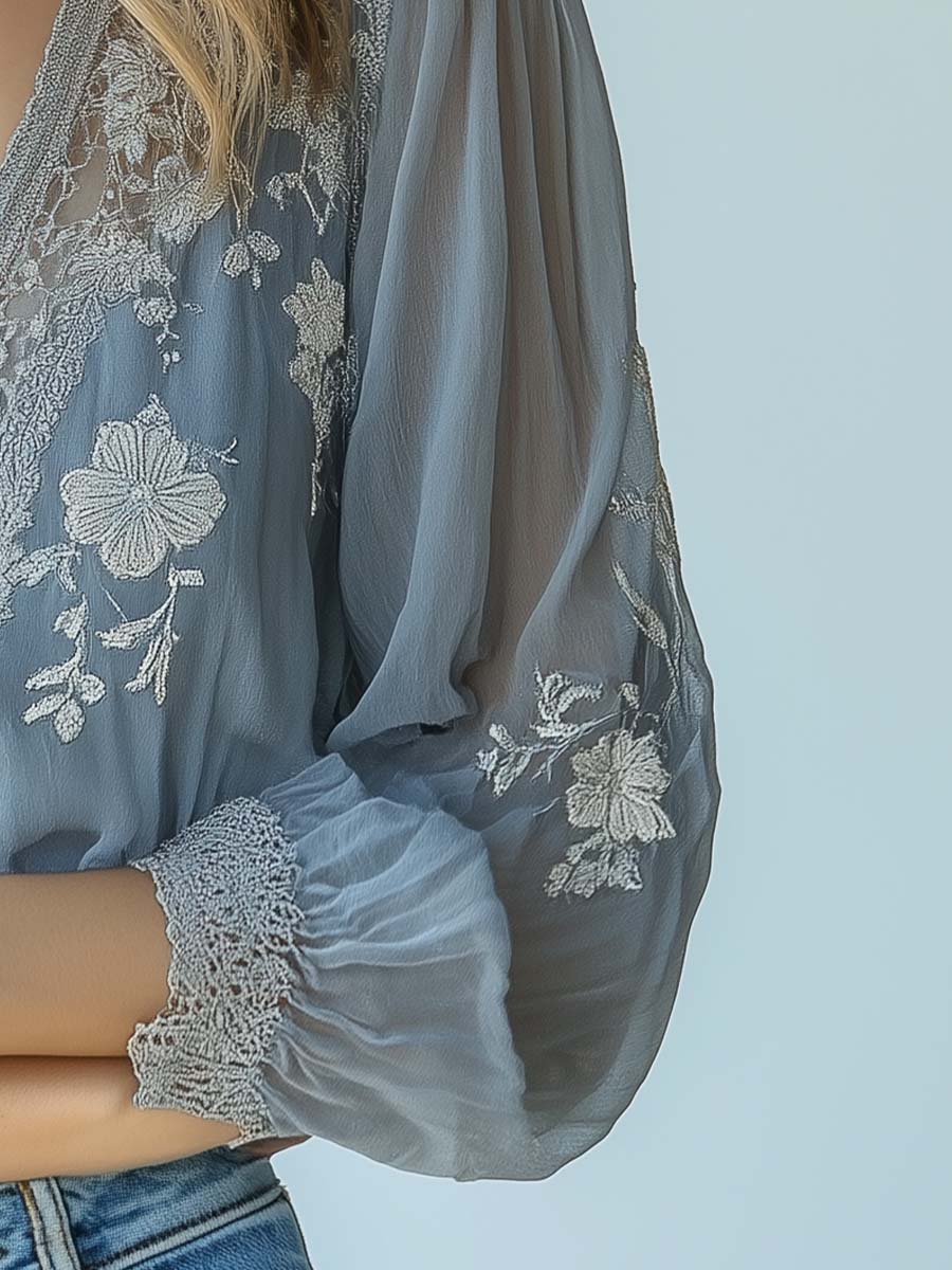 Inéalondon™ | Embroidered Lace Blouse