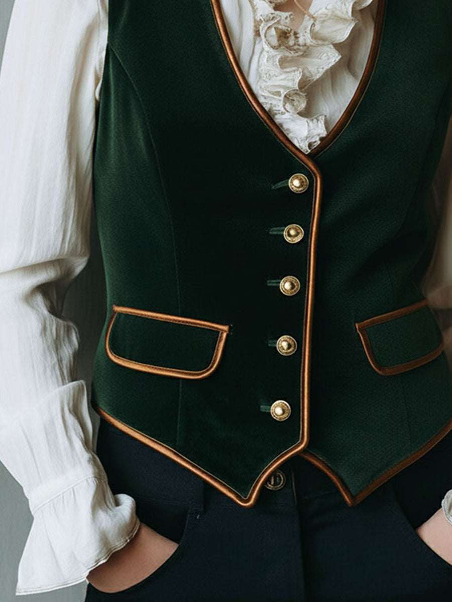 Inéalondon™ | Vest With Gold Button