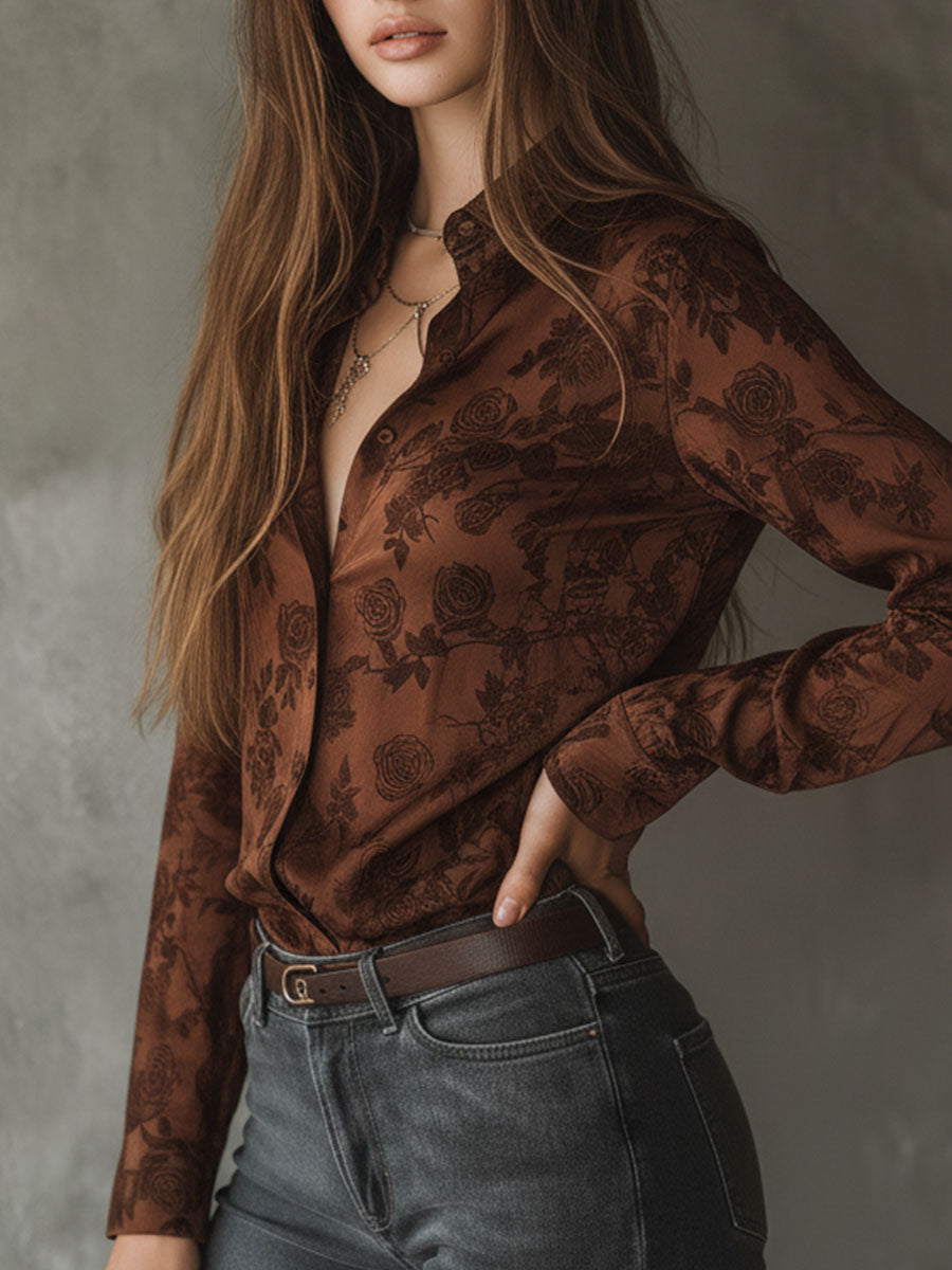 Inéalondon™ | Brown Button-Down Shirt