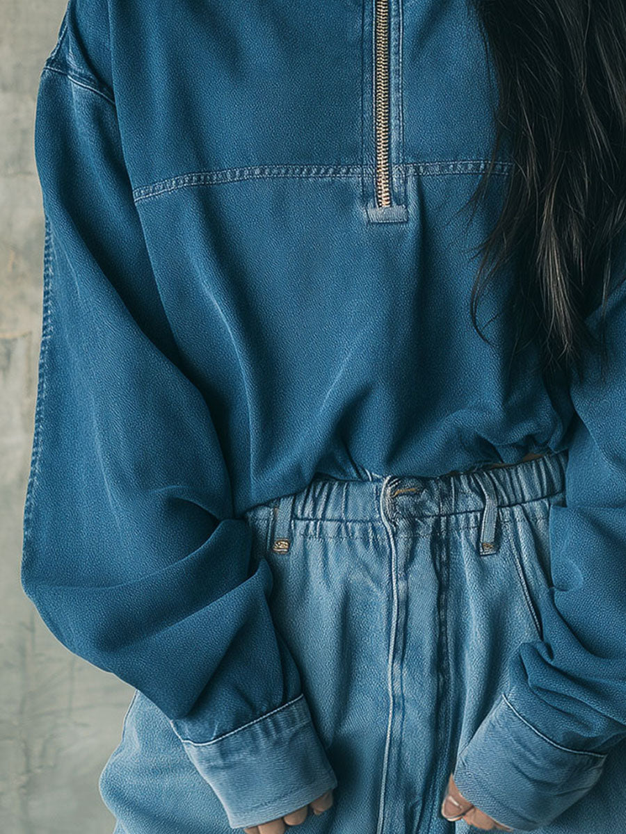 Inéalondon™ | Denim Pullover Sweatshirt