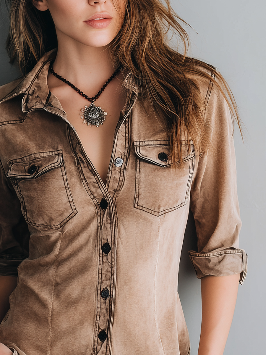 Inéalondon™ | Contrast Stitching Blouse