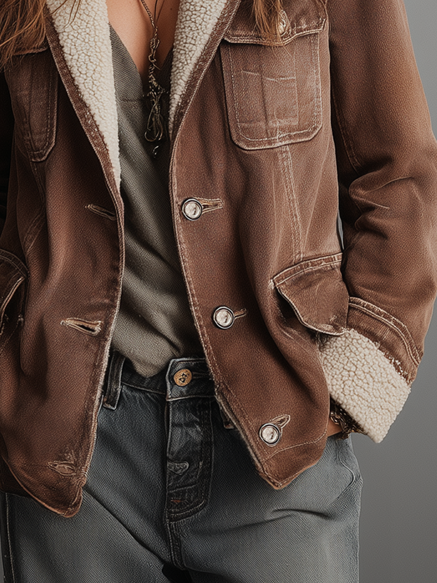 Inéalondon™ | Sherpa Lined Denim Coat