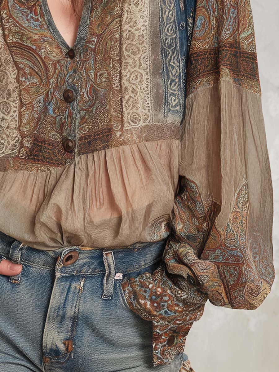 Inéalondon™ | Paisley Sheer Blouse