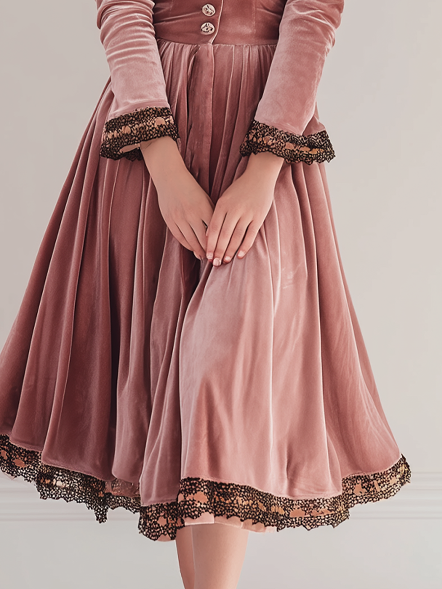 Inéalondon™ | Polyester Velvet Midi Dress