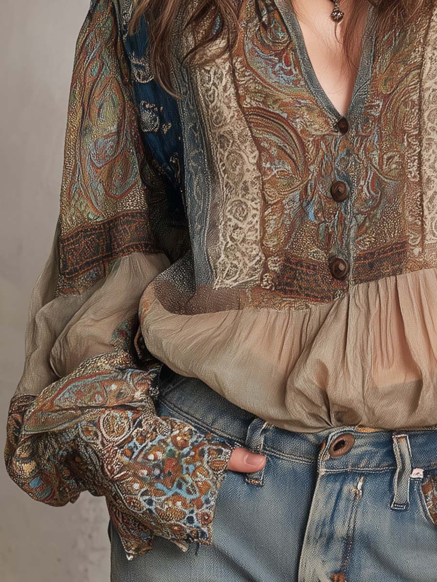 Inéalondon™ | Paisley Sheer Blouse