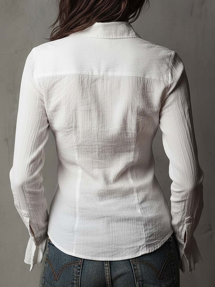 Inéalondon™ | Button-Up Ruffle Cuff Shirt
