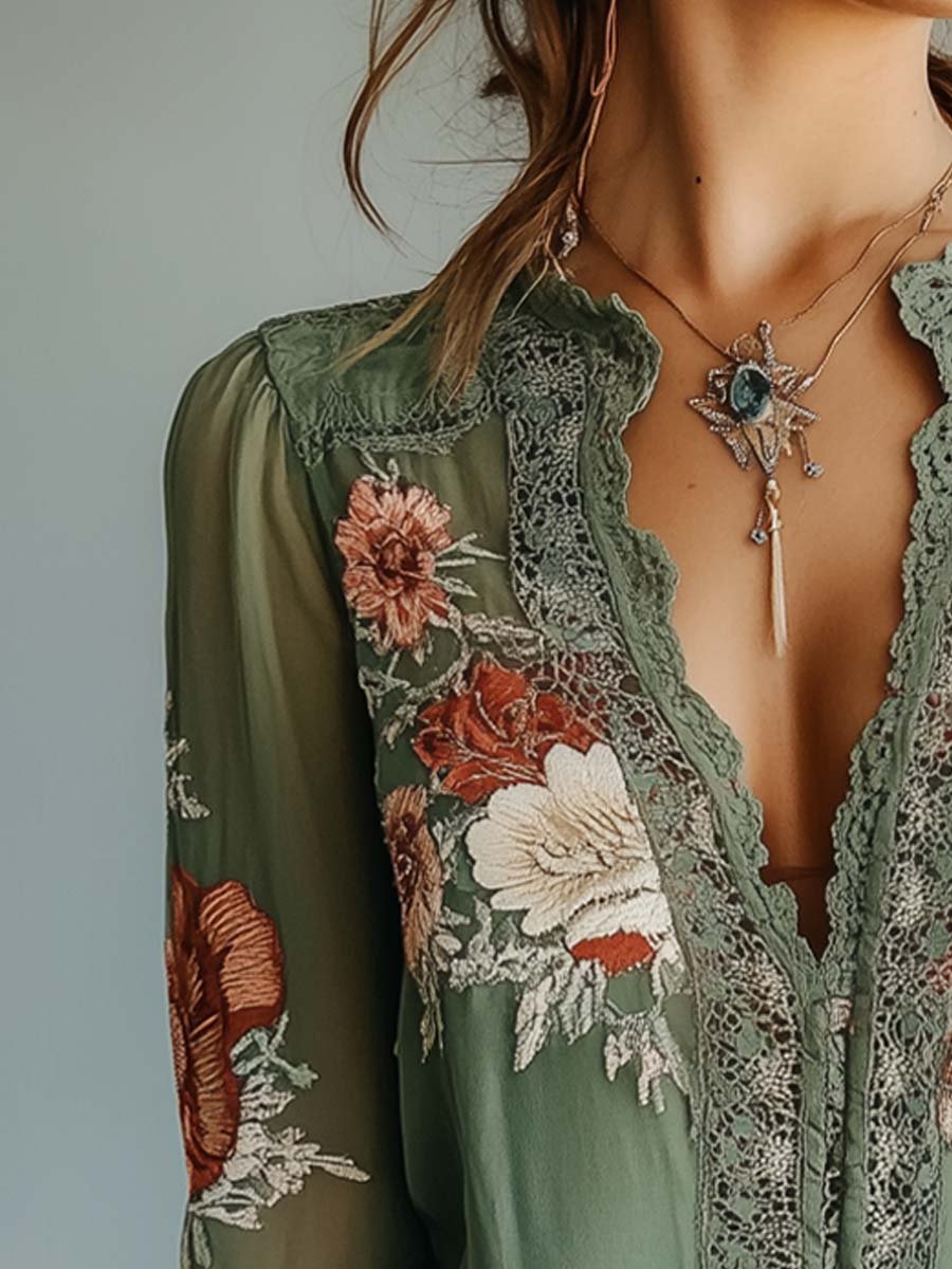 Inéalondon™ | Printed Lace Blouse