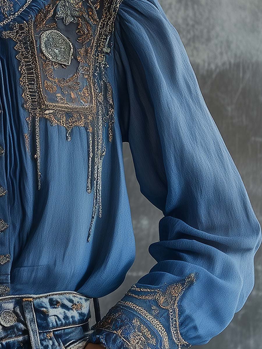 Inéalondon™ | Blue Lace Blouse