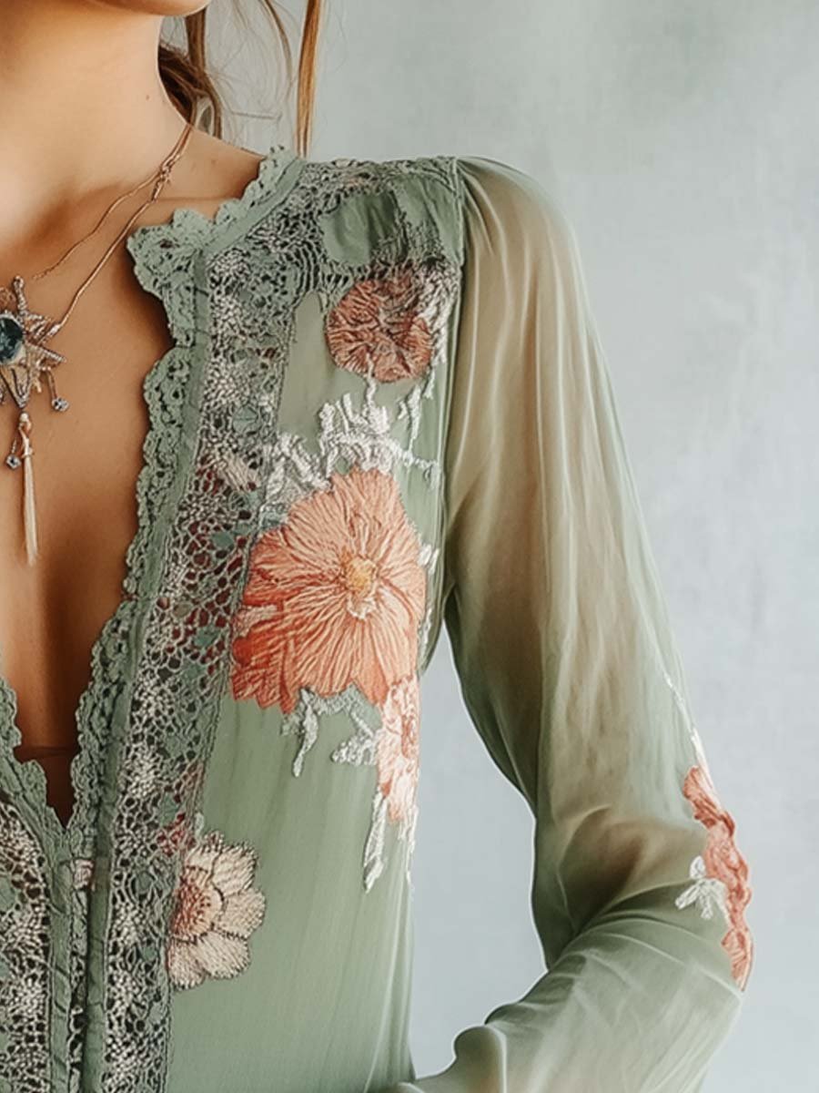Inéalondon™ | Printed Lace Blouse