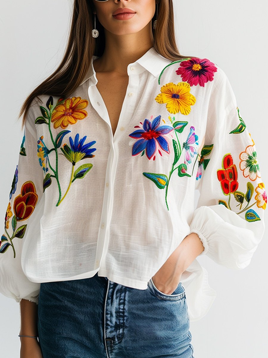 Inéalondon™ | Linen Long Sleeve Blouse
