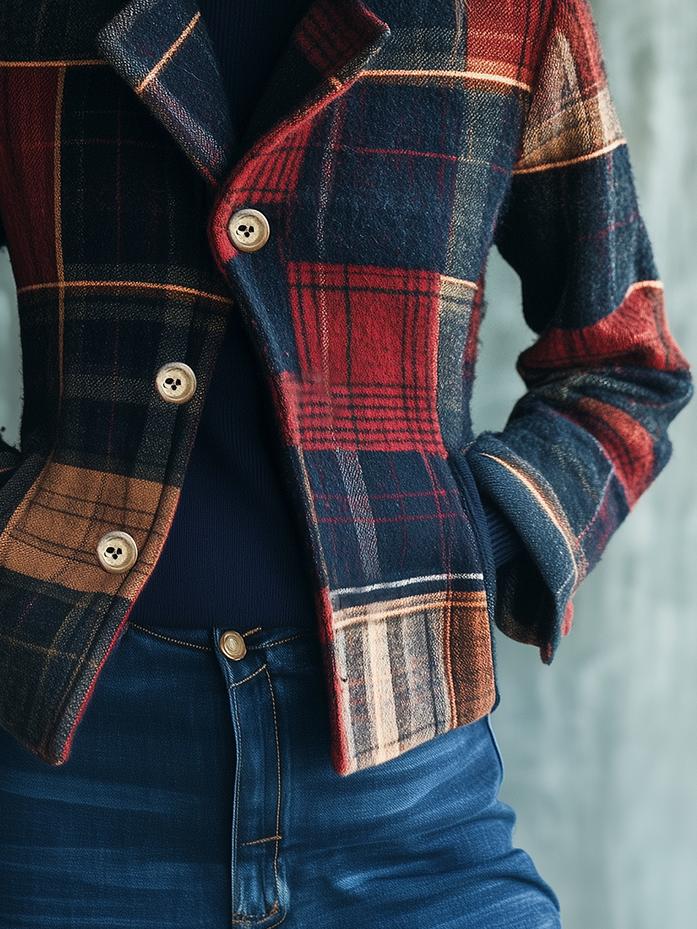 Inéalondon™ | Plaid Pattern Woolen Jacket