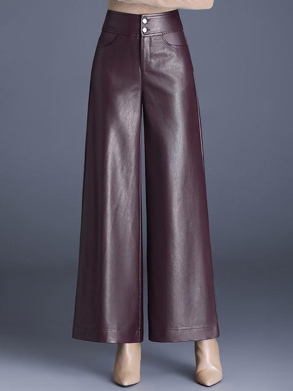 Inéalondon™ | Wide-leg Leather Pants