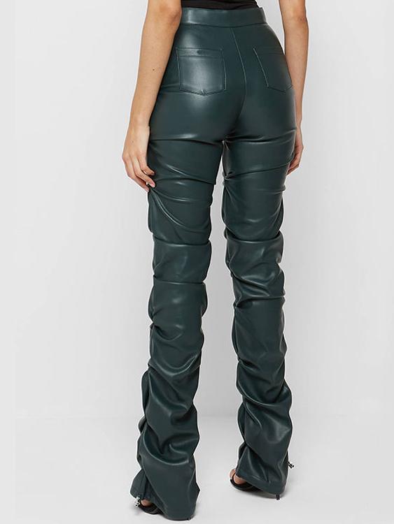 Inéalondon™ | Pleated Slim Leather Pants