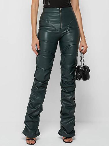 Inéalondon™ | Pleated Slim Leather Pants