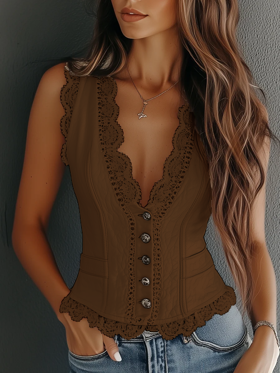 Inéalondon™ | Leather Lace Vest