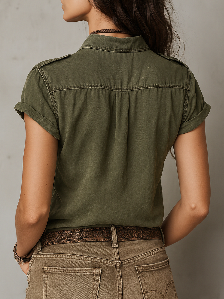 Inéalondon™ | Sleeve Denim Blouse