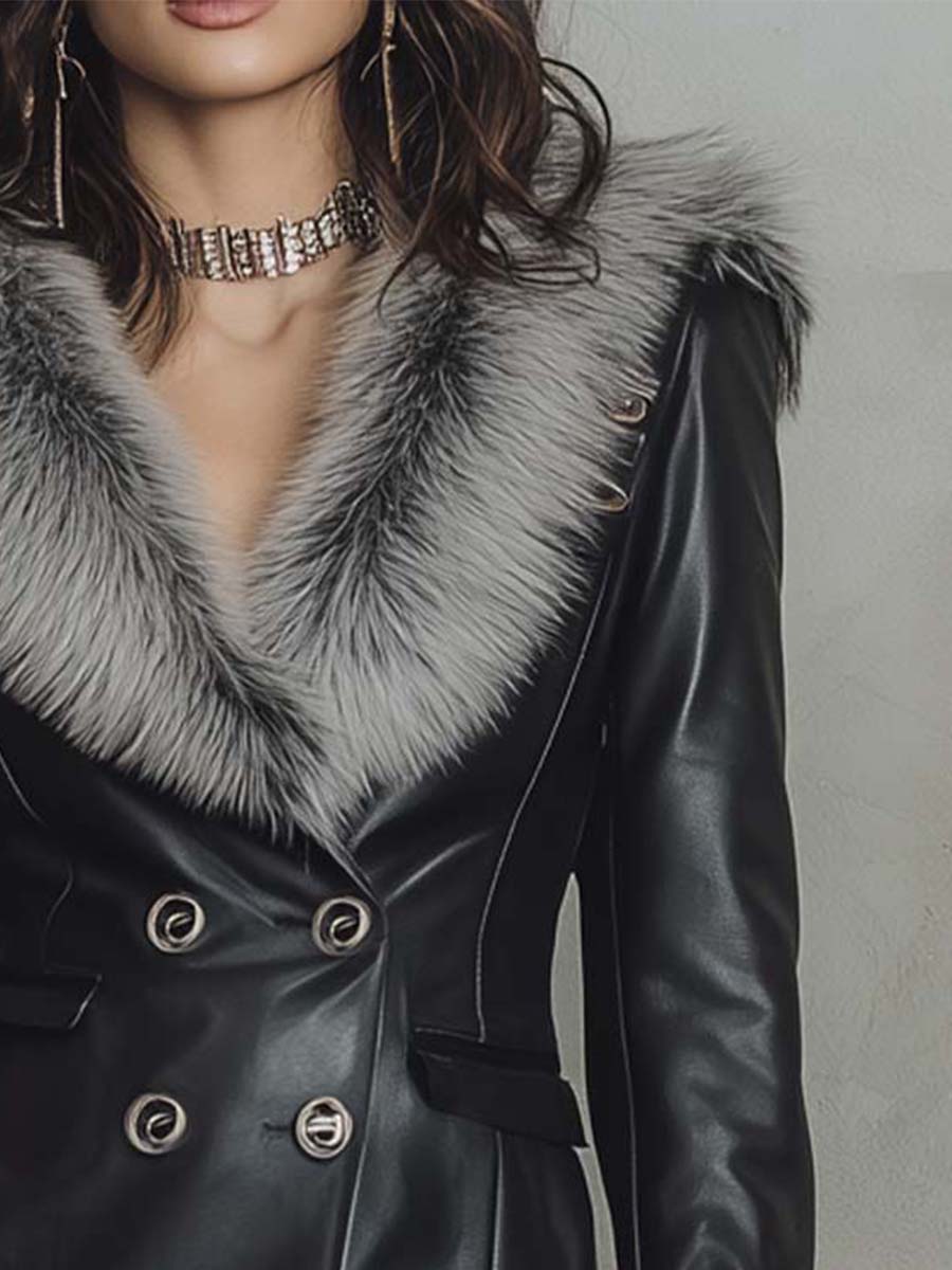 Inéalondon™ |  Jacket With Faux Fur Collar & Cuffs