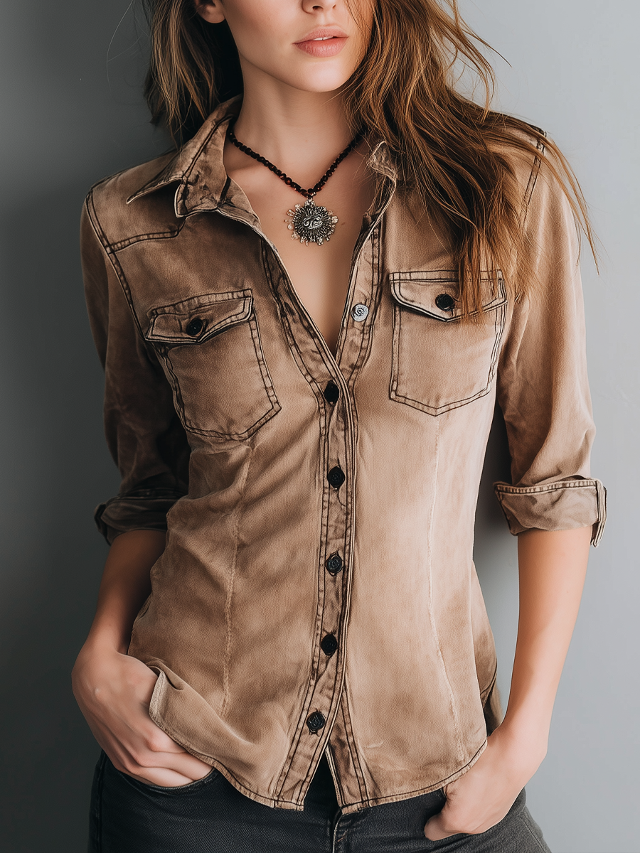 Inéalondon™ | Contrast Stitching Blouse