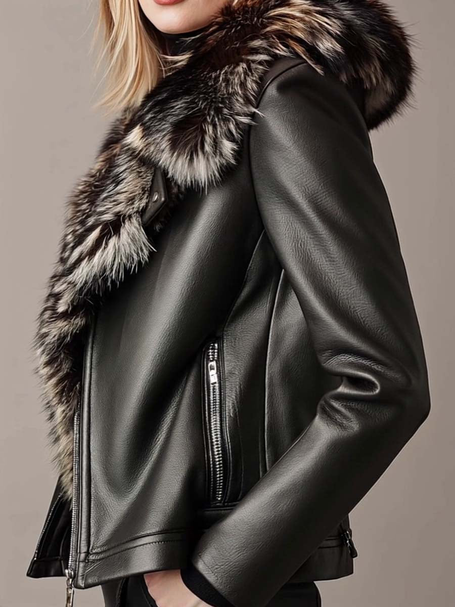 Inéalondon™ | Zipper Leather Jacket