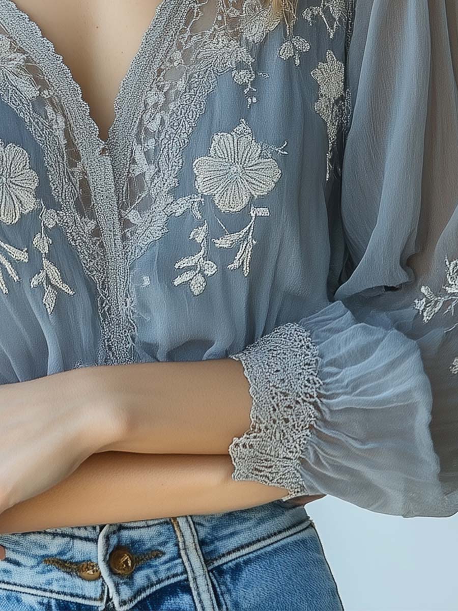 Inéalondon™ | Embroidered Lace Blouse