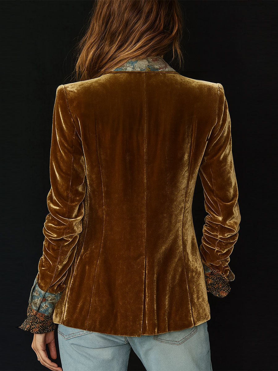Inéalondon™ | Floral Print Patchwork Blazer