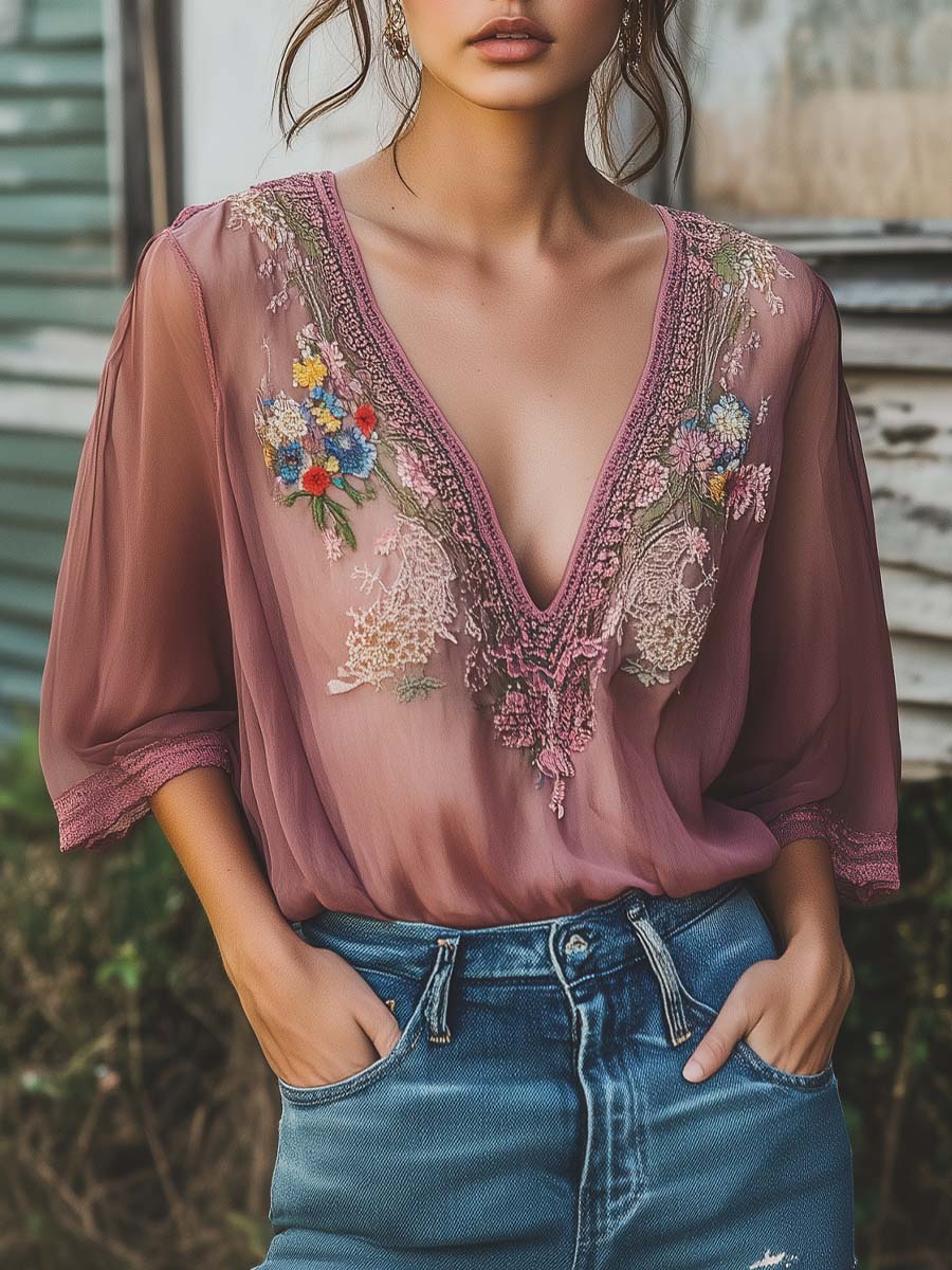 Inéalondon™ | Half Sleeve Chiffon Shirt