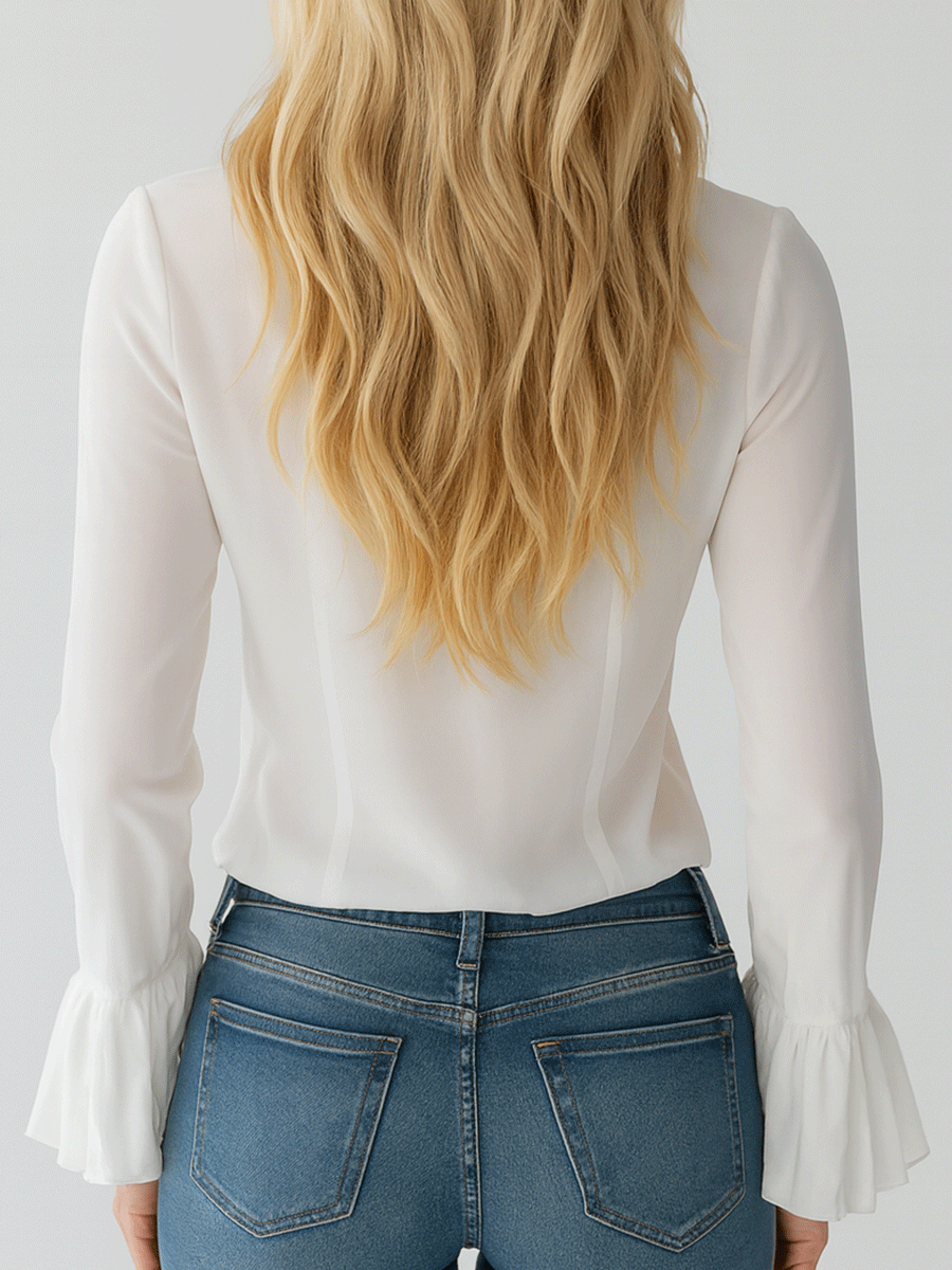 Inéalondon™ | Ruffle Long Sleeve Blouse