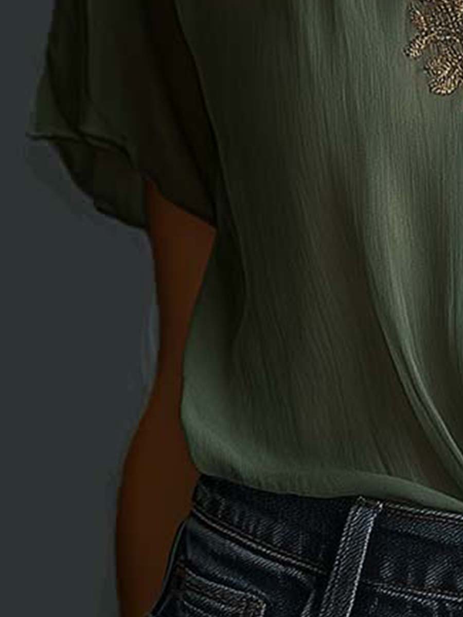 Inéalondon™ | Chiffon Short Sleeve Shirt