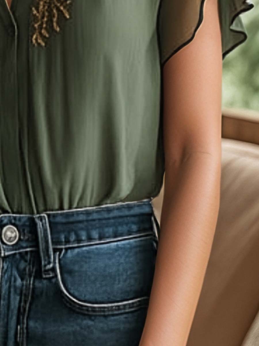 Inéalondon™ | Chiffon Short Sleeve Shirt