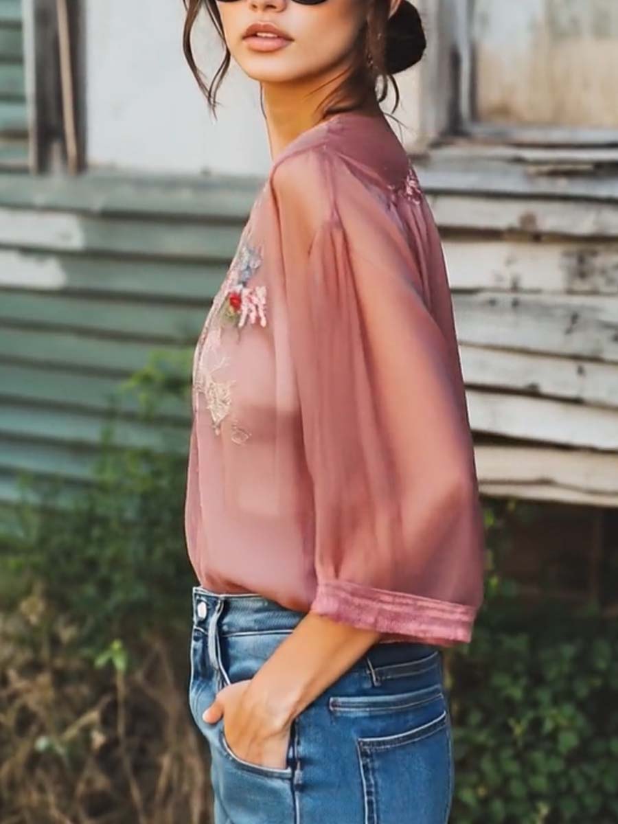 Inéalondon™ | Half Sleeve Chiffon Shirt