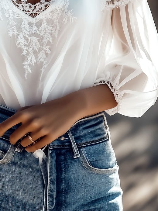 Inéalondon™ | Lace Trimmed Blouse