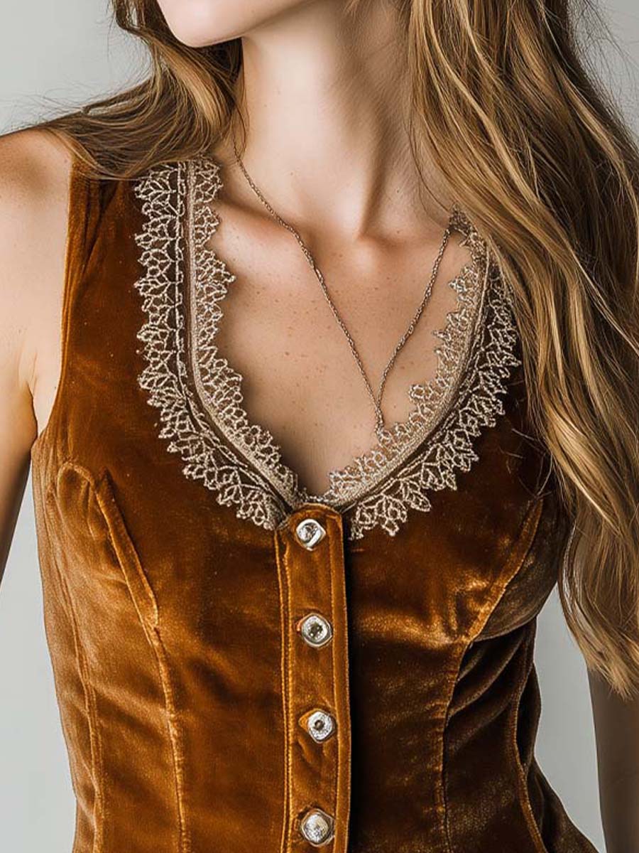 Inéalondon™ | Embroidered Lace Trim Vest