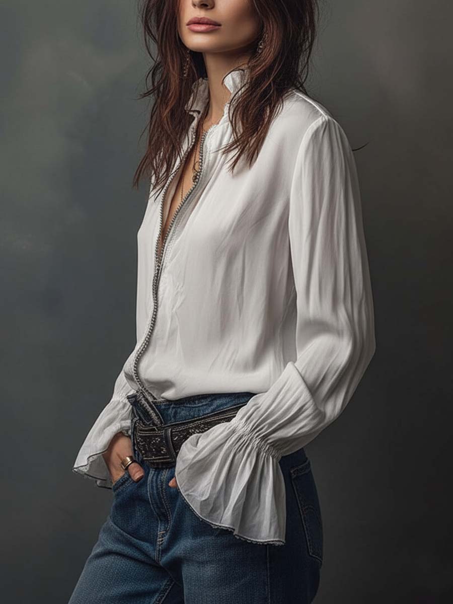 Inéalondon™ | Blouse With Flounce Cuffs