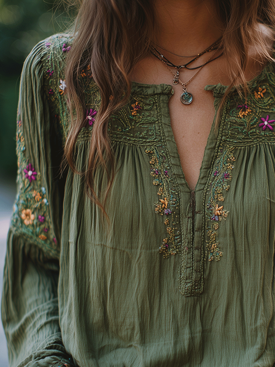 Inéalondon™ | Cotton Olive Green Shirt