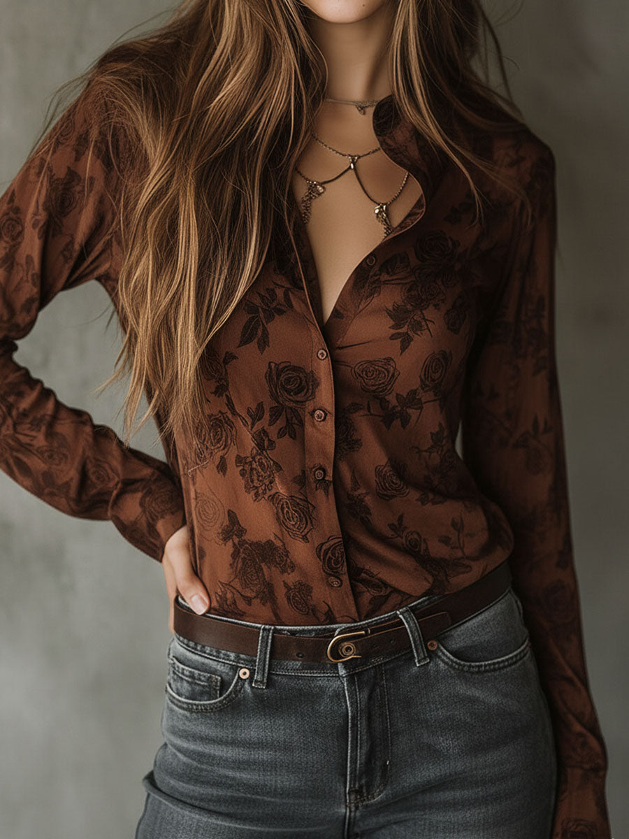 Inéalondon™ | Brown Button-Down Shirt