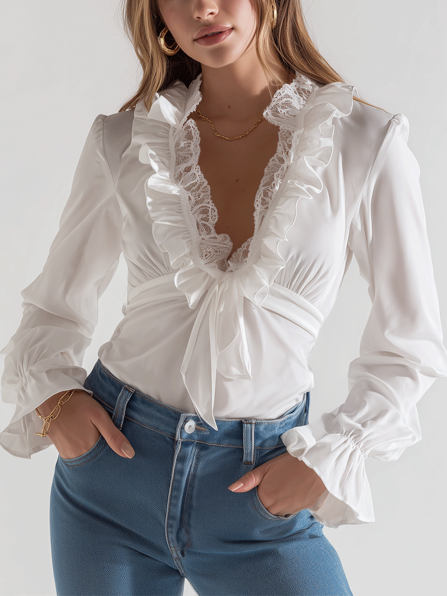Inéalondon™ | White Lace Blouse