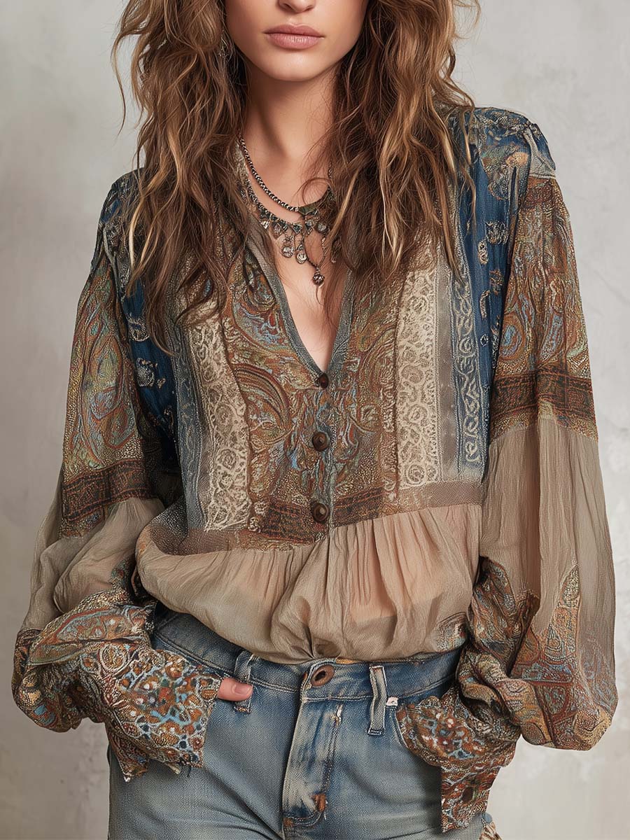 Inéalondon™ | Paisley Sheer Blouse