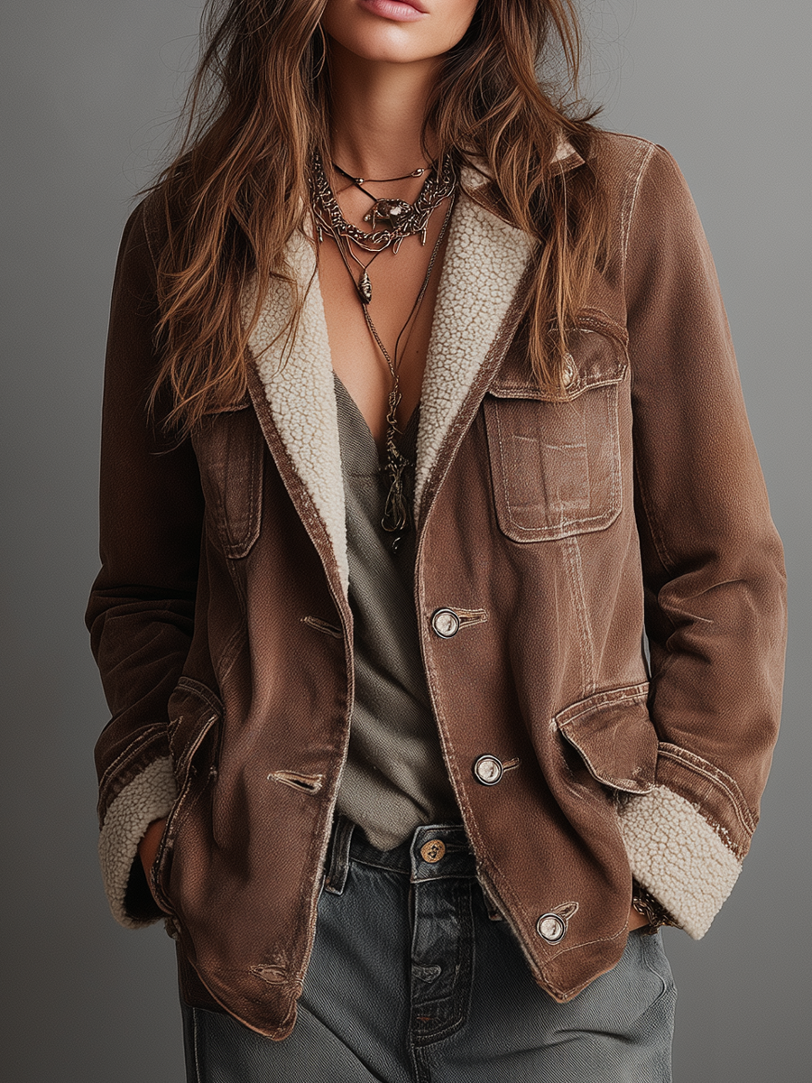 Inéalondon™ | Sherpa Lined Denim Coat