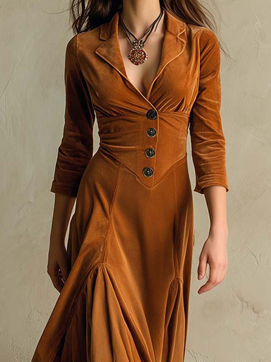 Inéalondon™ | Blazer Style Velvet Dress