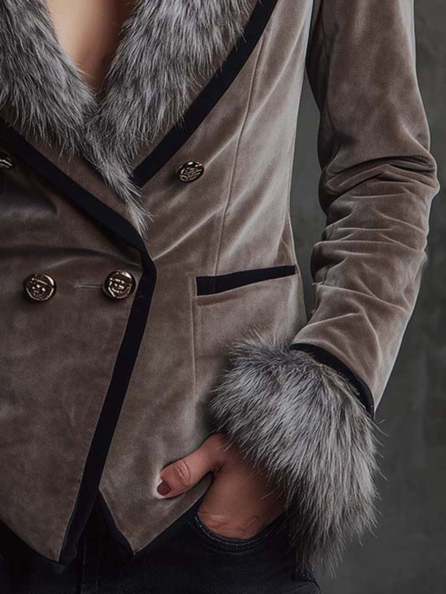 Inéalondon™ |  Blazer With Faux Fur Collar & Cuffs